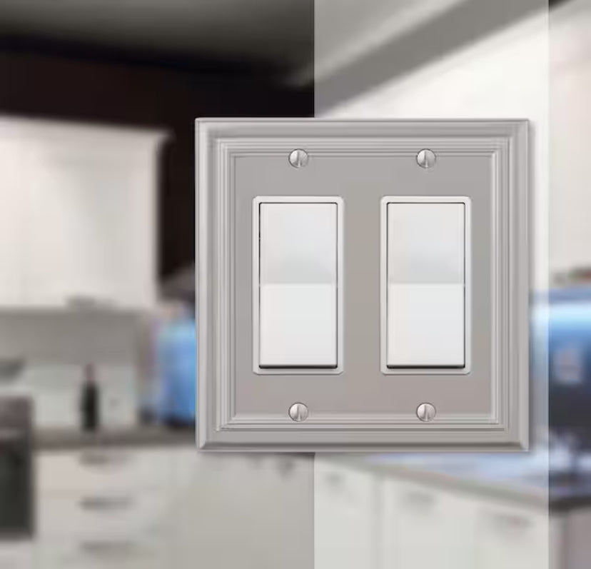 Continental 2 Gang Rocker Metal Wall Plate - Satin Nickel