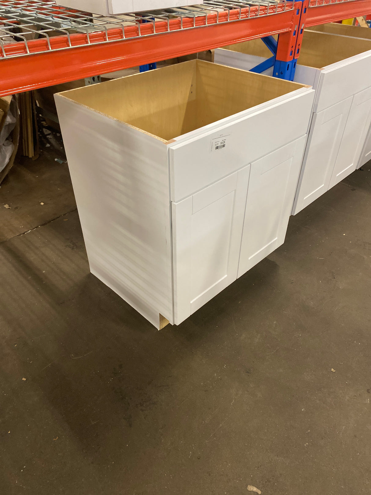 Shaker Satin White Stock Assembled Sink Base Kitchen Cabinet (30 in. x 34.5 in. x 24 in.)