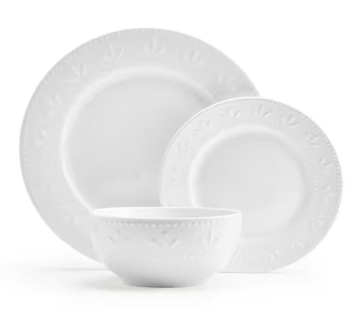 Maddy 12-Piece White Porcelain Dinnerware Set, Service for 4