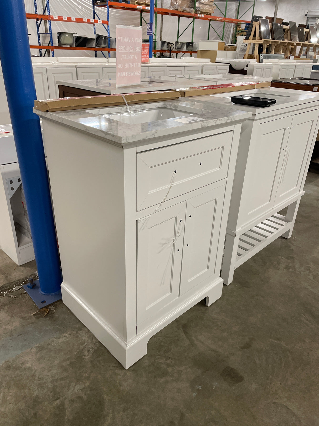 Doveton 24 in. W x 19 in. D x 34 in. H Single Sink Bath Vanity in White with White Engineered Marble Top