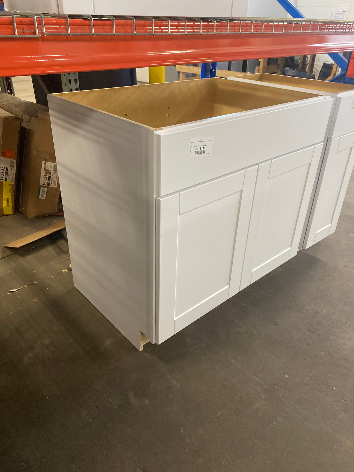 Shaker Satin White Stock Assembled Sink Base Kitchen Cabinet (36 in. x 34.5 in. x 24 in.)
