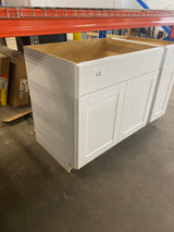 Shaker Satin White Stock Assembled Sink Base Kitchen Cabinet (36 in. x 34.5 in. x 24 in.)