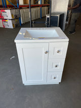 Bannister 24.5 in. W x 18.75 in. D Bath Vanity in White with Cultured Marble Top in Colorpoint White with White Sink
