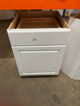 Hampton 24 in. W x 24 in. D x 34.5 in. H Assembled Base Kitchen Cabinet in Satin White with Drawer Glides