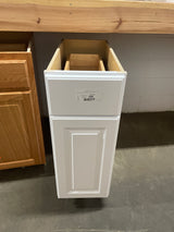 Hampton Satin White Raised Panel Stock Assembled Base Kitchen Cabinet with Drawer Glides (12 in. x 34.5 in. x 24 in.)