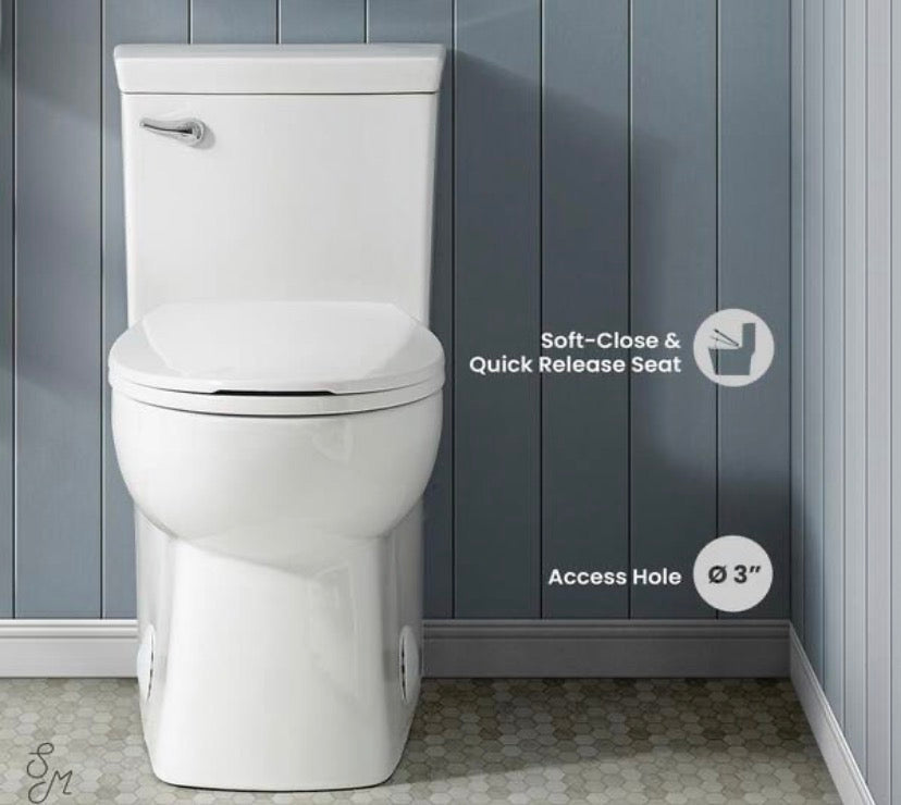 Classe 1-Piece 1.28 GPF Single Flush Handle Elongated Toilet in White Seat Included