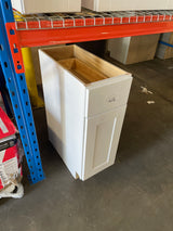 Shaker Satin White Stock Assembled Base Kitchen Cabinet with Ball-Bearing Drawer Glides (12 in. x 34.5 in. x 24 in.)