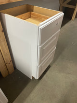Hampton 18 in. W x 21 in. D x 34.5 in. H Satin White Assembled Bath 3-Drawer Base Cabinet