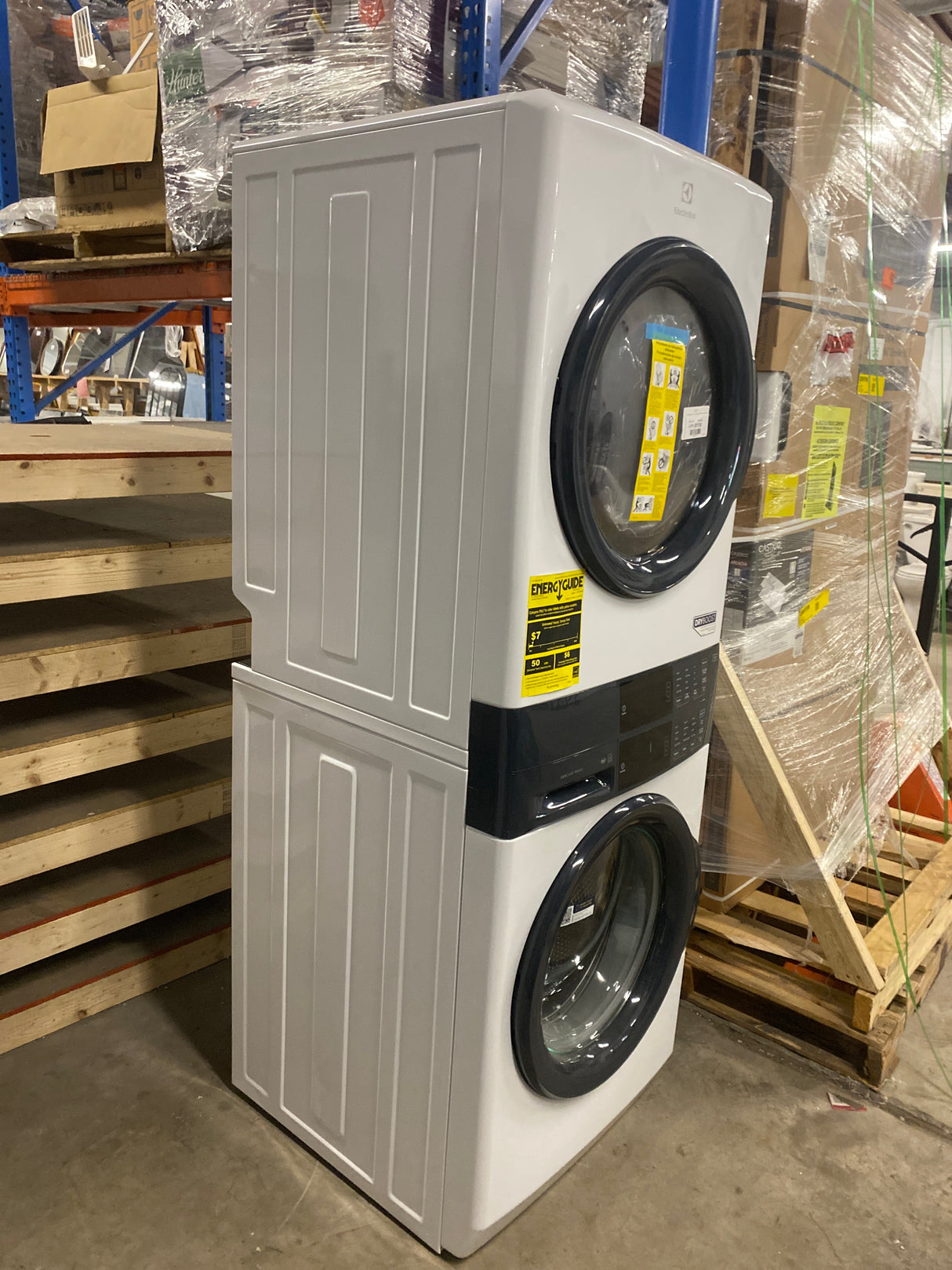 4.4 cu. ft. Stacked Washer and 8.0 cu. ft. Electric Dryer Laundry Tower in White with LuxCare Wash, Energy Star