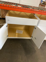 Shaker Satin White Stock Assembled Sink Base Kitchen Cabinet (36 in. x 34.5 in. x 24 in.)