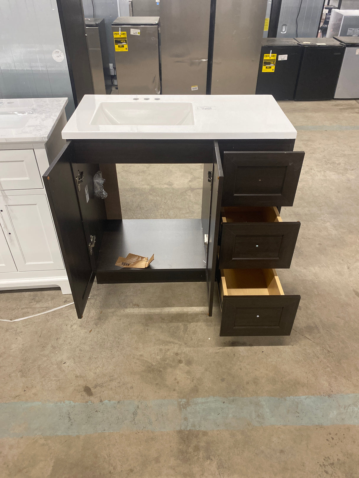 Bannister 37 in. Single Sink Dusk Bath Vanity with White Cultured Marble Top (Assembled)