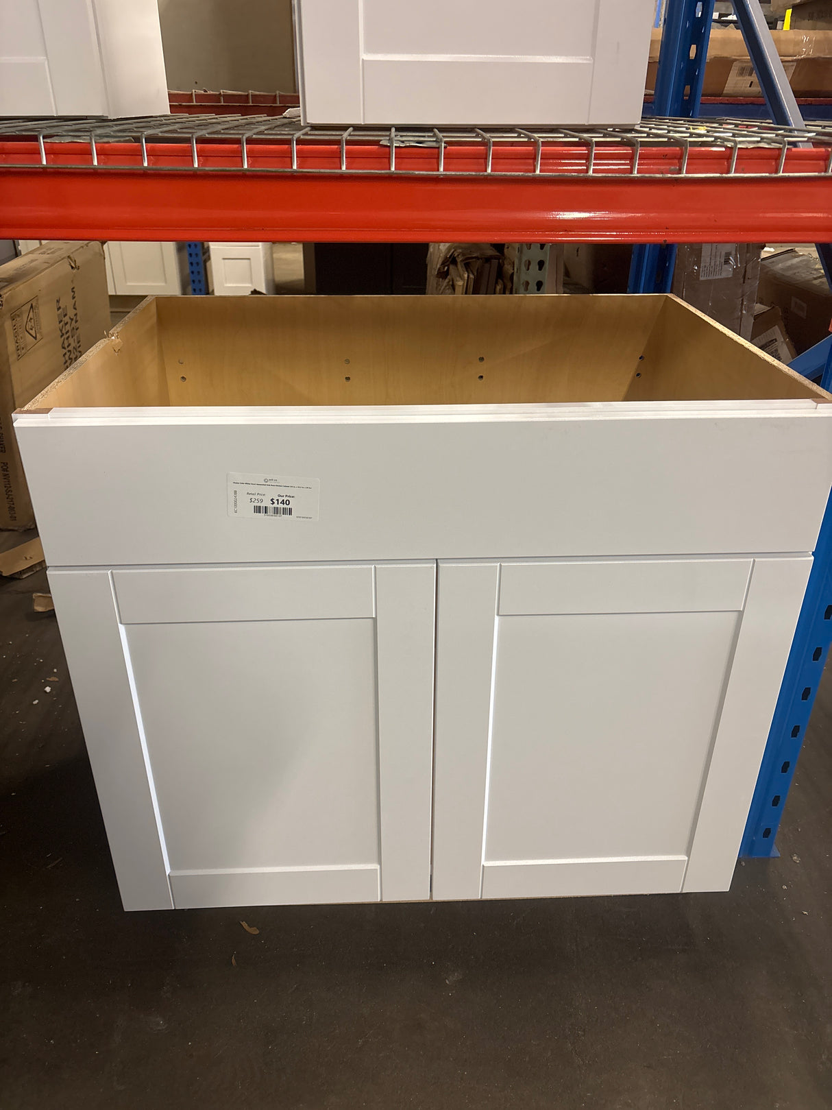Shaker Satin White Stock Assembled Sink Base Kitchen Cabinet (36 in. x 34.5 in. x 24 in.)