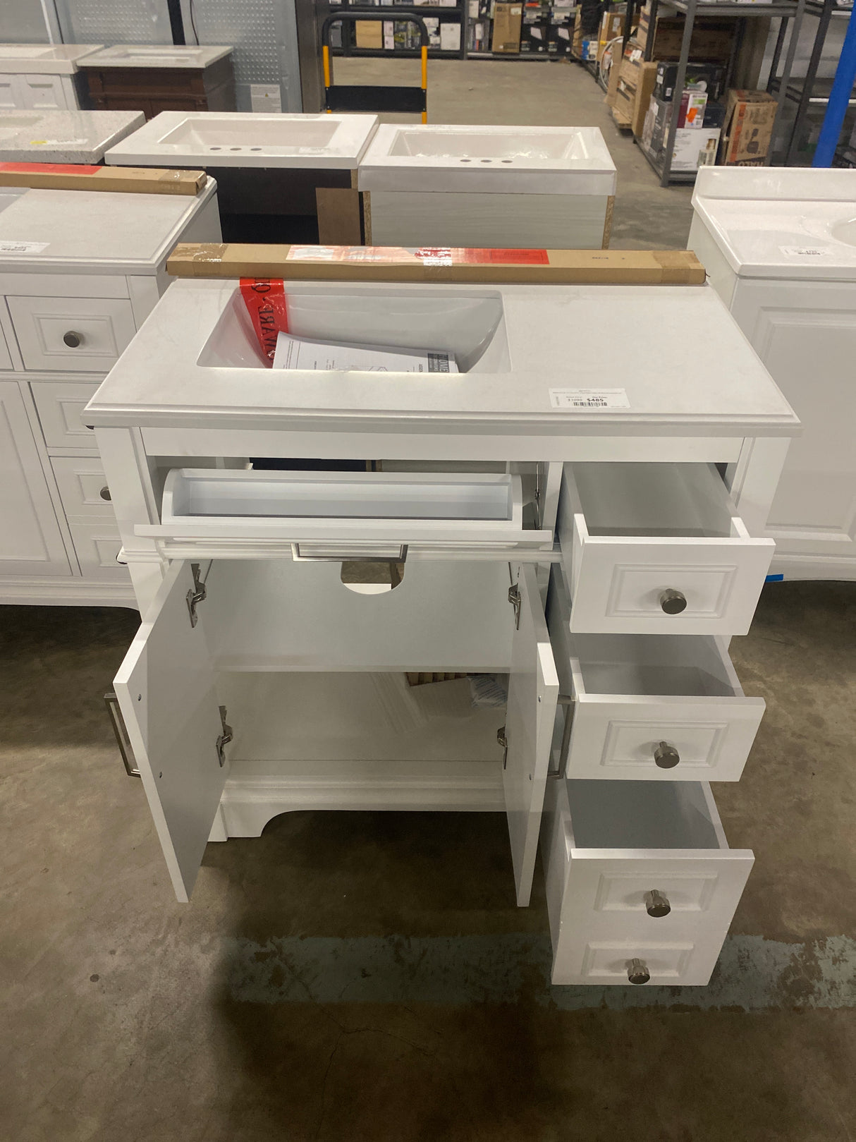 Melpark 36 in. W x 22 in. D x 34.5 in. H Bath Vanity in White with White Cultured Marble Top