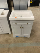 Everdean 25 in. W x 19 in. D x 34 in. H Single Sink Bath Vanity in Pearl Gray with White Cultured Marble Top