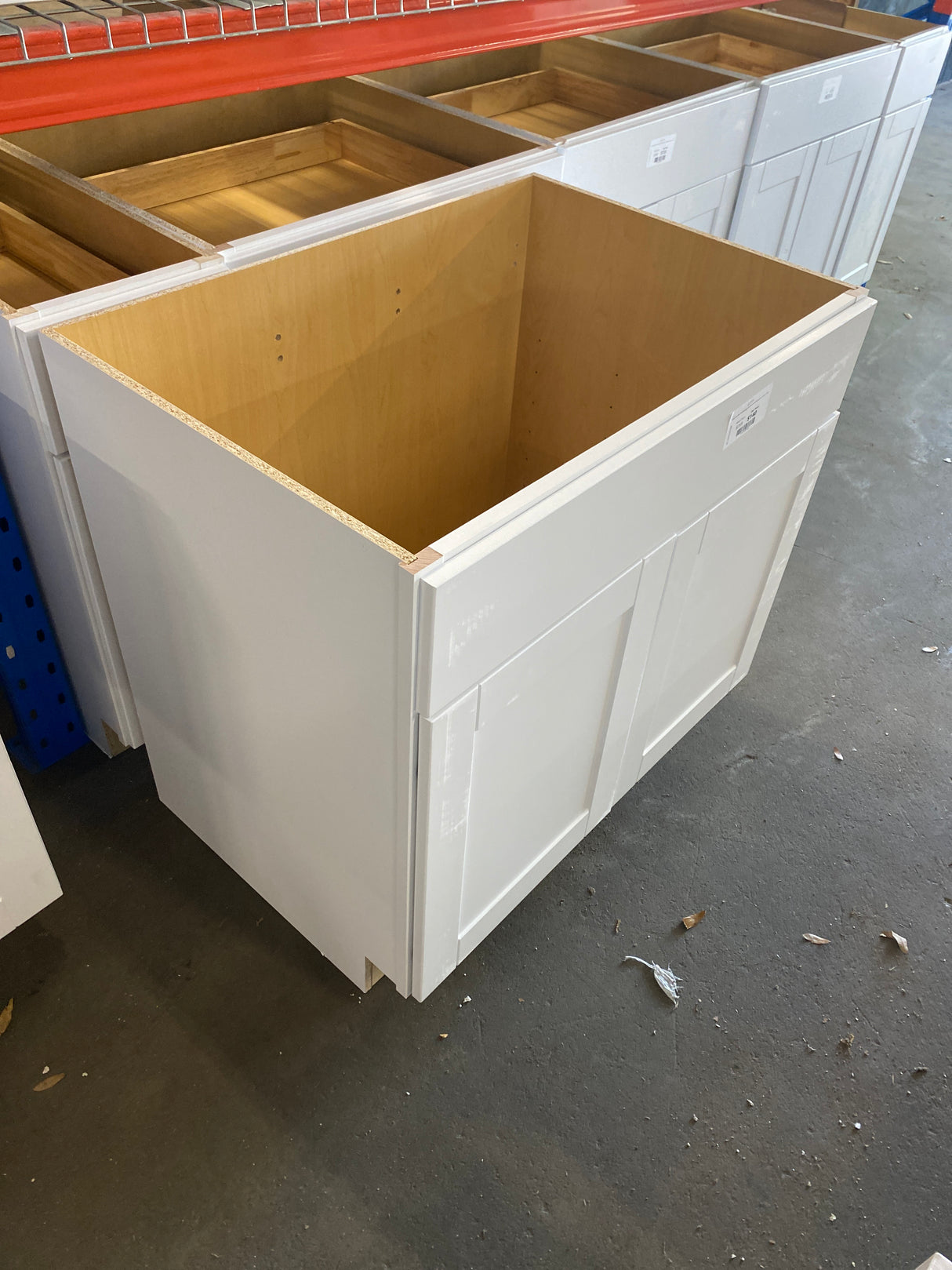 Shaker Satin White Stock Assembled Sink Base Kitchen Cabinet (36 in. x 34.5 in. x 24 in.)