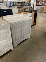 30 in. W x 18.3 in. D x 34 in. H Single Sink Bathroom Vanity in Grey with White Ceramic Top
