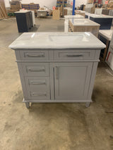 Sonoma 36 in. Single Sink Freestanding Pebble Gray Bath Vanity with Carrara Marble Top