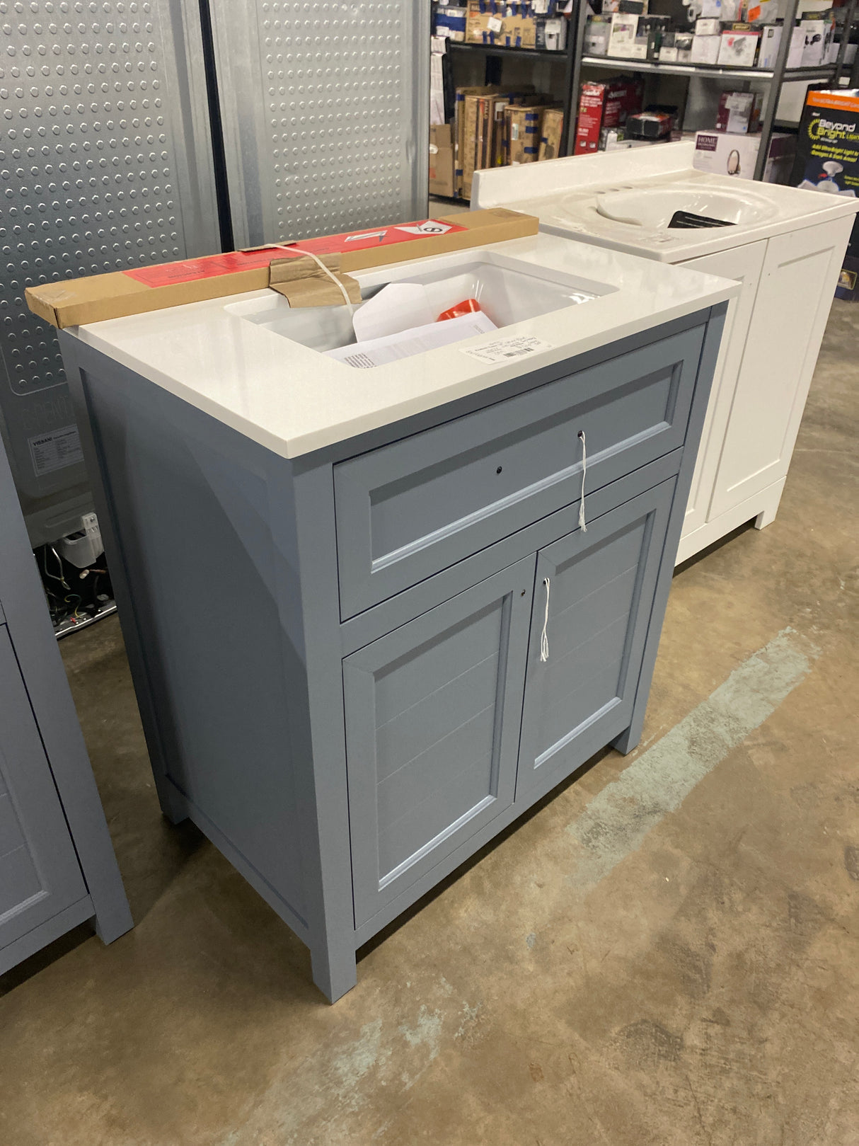 Hanna 30 in. Single Sink Spruce Blue Bath Vanity with White Engineered Stone Top (Assembled)