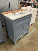 Hanna 30 in. Single Sink Spruce Blue Bath Vanity with White Engineered Stone Top (Assembled)