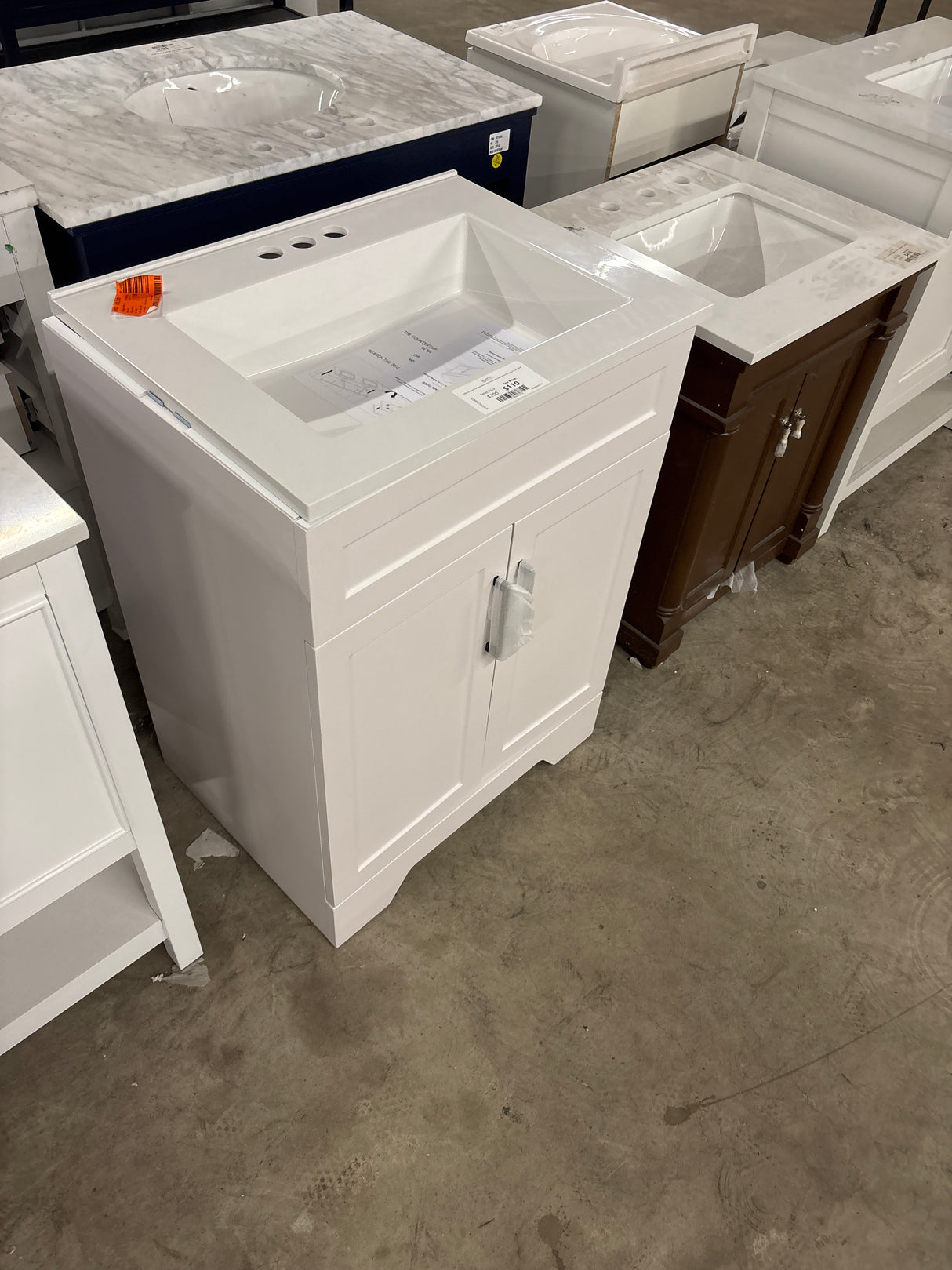 Southfield 25 in. Single Sink Freestanding Bathroom Vanity in White with Engineered Solid Surface Top (Assembled)
