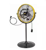 4400 CFM 20 in. Outdoor Misting Fan in Yellow Pedestal Standing Base with IP44 Enclosed Motor, 180Â° Tilted Head