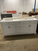 Talmore 72 in W x 22 in D x 35 in H Double Sink Bath Vanity in Sky Grey With White Engineered Carrara Marble Top