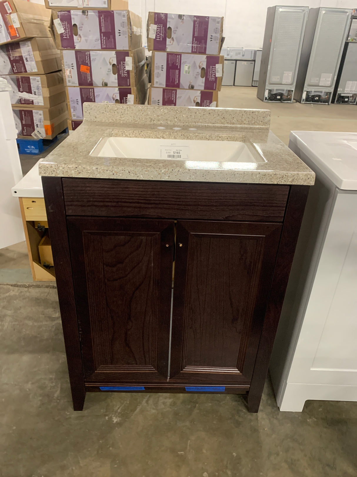 Delridge 24 in. W x 19 in. D x 35 in. H Single Sink Bath Vanity in Chocolate with Caramel Cultured Marble Top