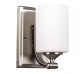 Darlington 1-Light Brushed Nickel Wall Sconce with Frosted Opal Glass Shade