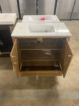 Moorside 36 in. Single Sink Sweet Maple Bath Vanity with White Engineered Stone Top (Assembled)