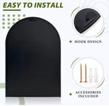 24 in. W x 36 in. H Arched Black Aluminum Alloy Framed Wall Mirror Decorative Wall Mirror (2-Pieces)