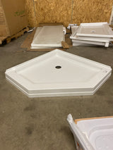 Classic 38 in. L x 38 in. W Corner Shower Pan Base with Center Drain in White