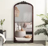 21 in. W x 64 in. H Classic Arch-Top Wood Framed Dark Walnut Full-Length Floor Mirror