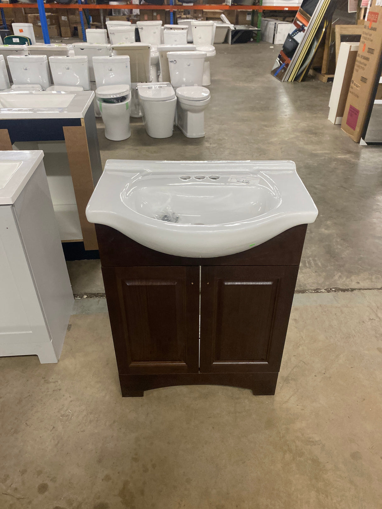 Chelsea 26 in. W x 18 in. D x 36 in. H Single Sink Floating Bath Vanity in Cognac with White Porcelain Top