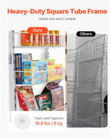 6-Tier Over the Door Pantry Organizer, Heavy-Duty Steel Hanging Spice Rack, Adjustable Storage Shelves for Kitchen White