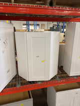Shaker 24 in. W x 12 in. D x 36 in. H Assembled Diagonal Corner Wall Cabinet in Satin White