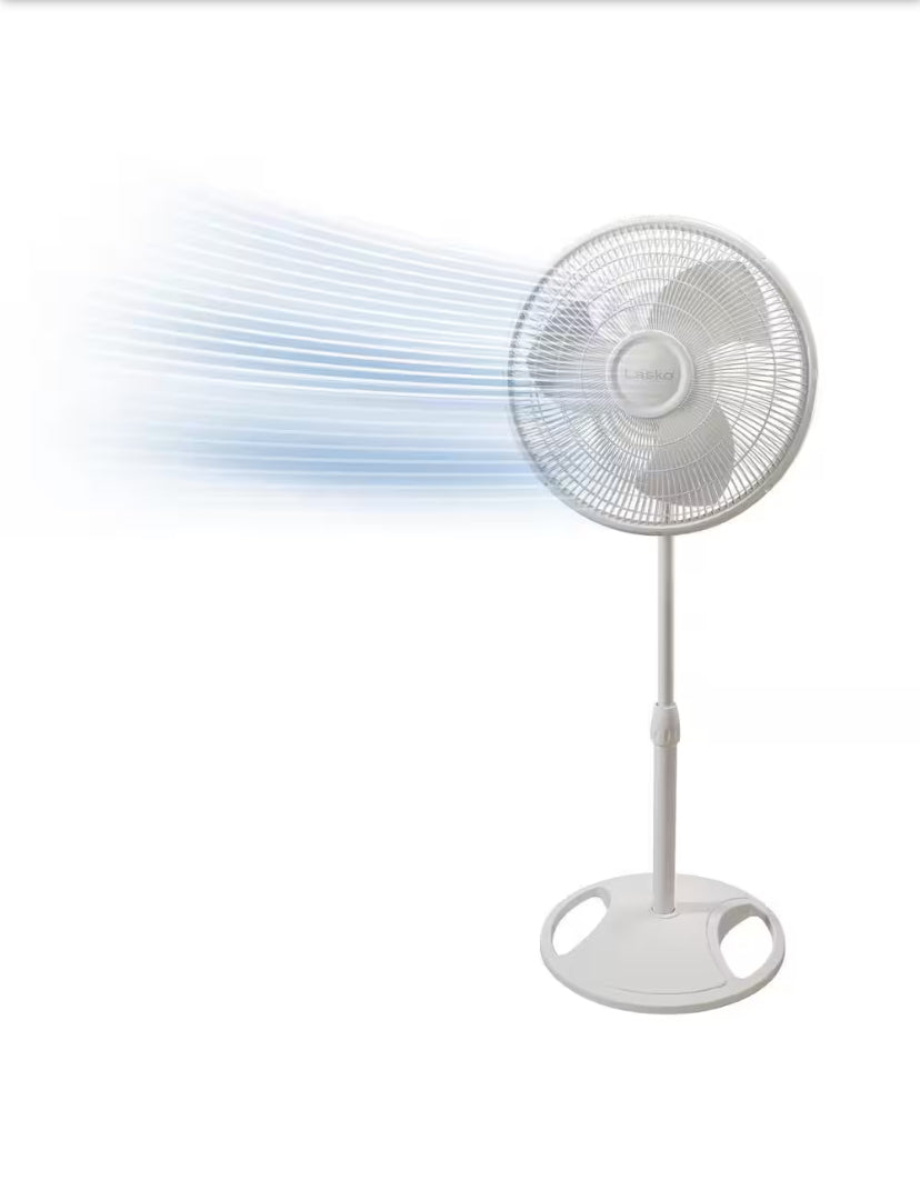 16 in. 3 Speed Oscillating Pedestal Fan for Home in White with Adjustable Height, Tillt Back Head and Easy Assembly