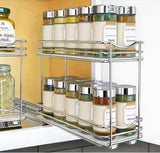 Slide Out Spice Rack Pull Out Cabinet Organizer 4-1/4 in. Wide - Double, Chrome
