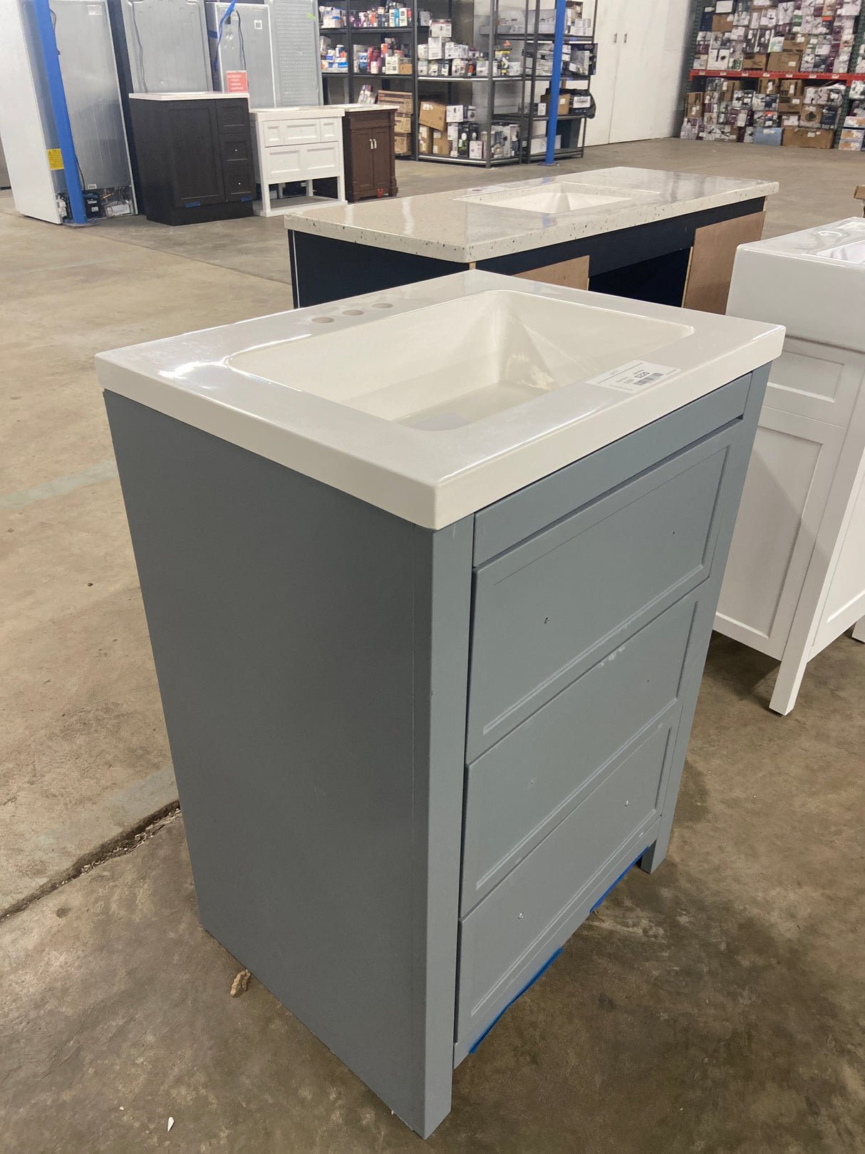 Hailey 25 in. Single Sink Laguna Blue Bath Vanity with White Cultured Marble Top (Assembled)