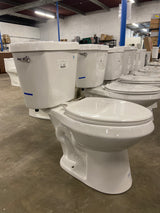 10 in. Rough in. 2-Piece 1.28 GPF Single Flush Elongated Toilet in White, Seat Included