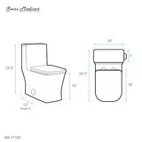 Concorde 1-piece 1.28 GPF Single Flush Square Toilet in Glossy White Seat Included