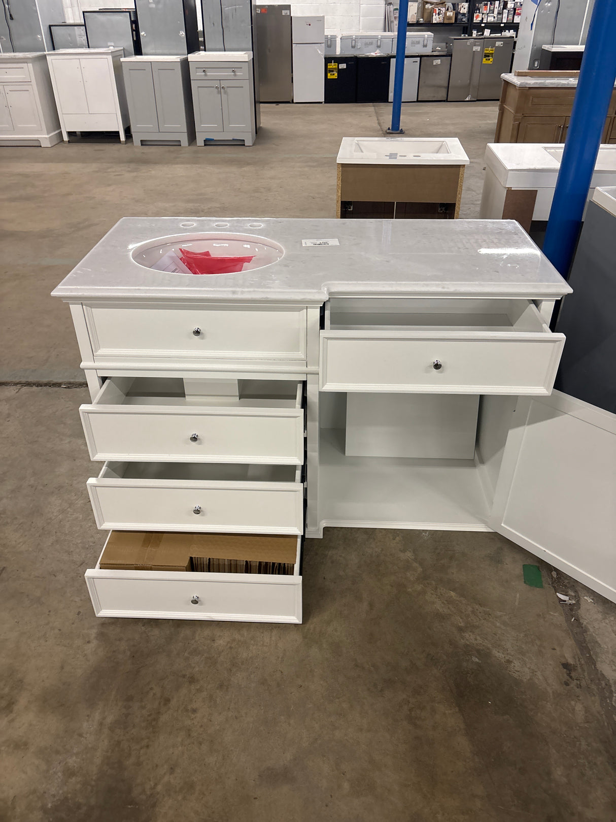 Hampton Harbor 48 in. W x 22 in. D Bath Vanity in White with Natural Marble Vanity Top in White