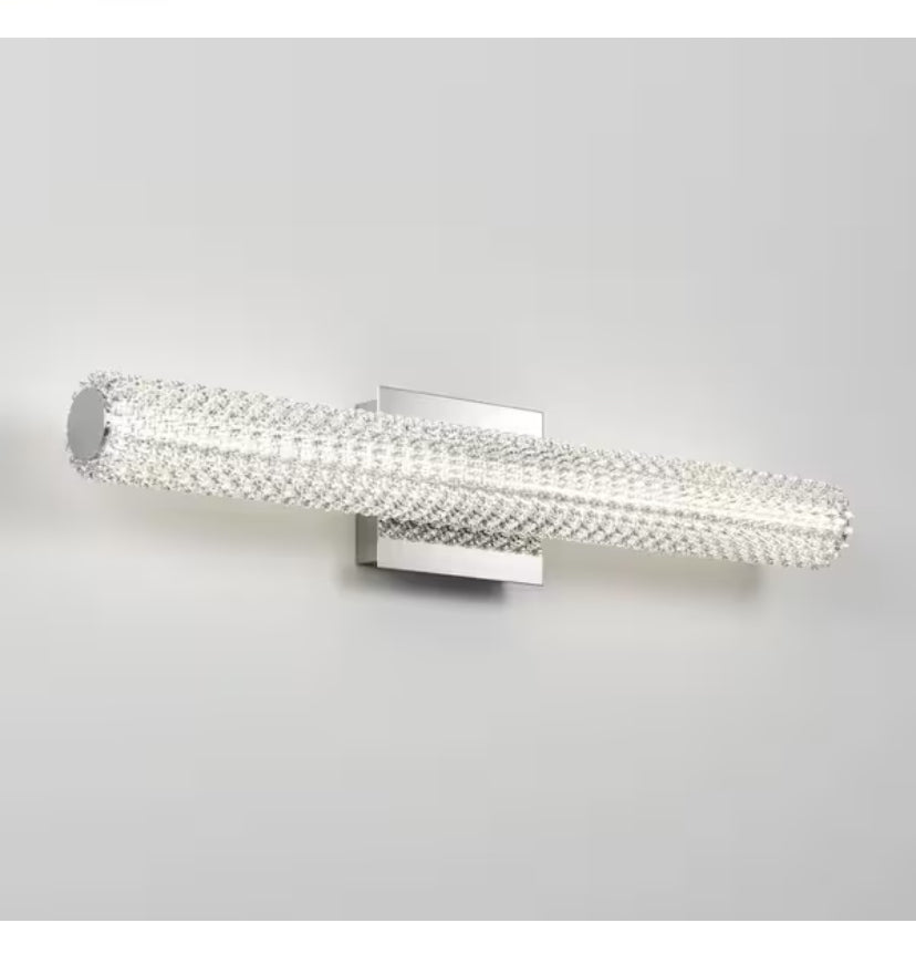 Exalto 27 in. 1 Light Chrome Modern Integrated LED 3 CCT Vanity Light Bar for Bathroom with Glass