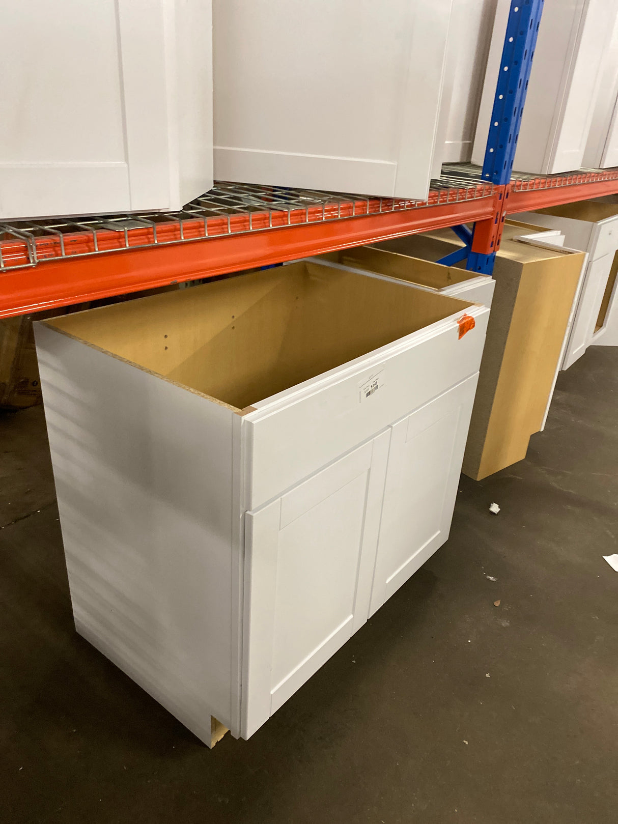 Shaker Satin White Stock Assembled Sink Base Kitchen Cabinet (36 in. x 34.5 in. x 24 in.)