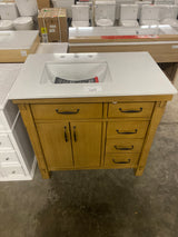 Bellington 36 in. W x 22 in. D x 34.5 in. H Bath Vanity in Almond Toffee with White Engineered Stone Top