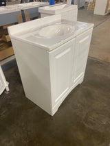 31 in. W x 19 in. D x 35 in. H Single Sink Freestanding Bath Vanity in White with White Cultured Marble Top