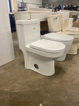 One-Piece 1.1/1.6 GPF Dual Flush Round Toilet in White Soft Close Seat Included