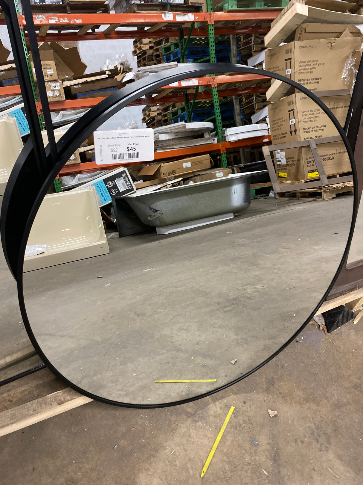 TA 24 in. x 24 in. Black Modern Round Framed Decorative Mirror