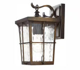 Barrington 11.25 in. 1-Light Golden Bronze Hardwired Outdoor Wall Light Lantern Sconce with Clear Water Glass