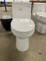 1-piece 0.8 GPF/1.28 GPF High Efficiency Dual Flush Elongated Toilet in. White Soft-Close Seat Included ADA Height