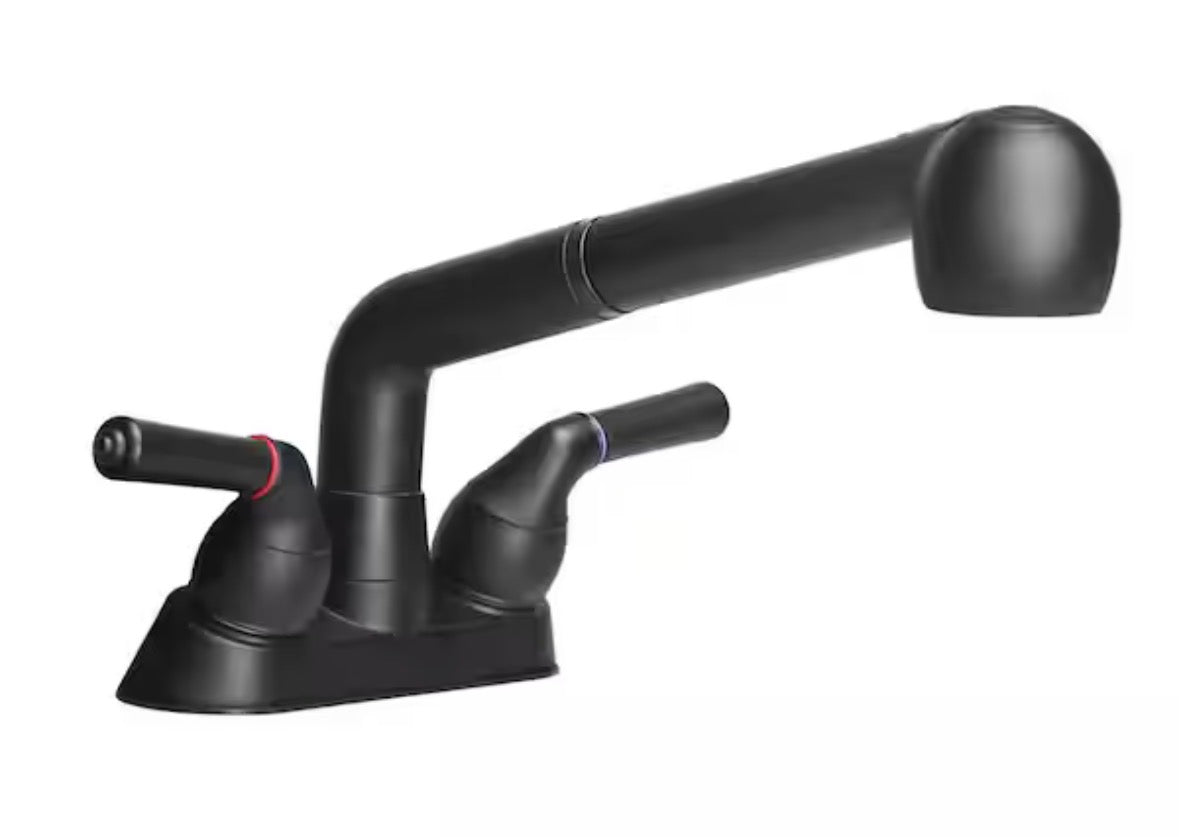 8 in. H x 10.1 in. W x 9.8 in. D Matte Black Utility Sink Faucet, Laundry Room Faucet with Pull Out Sprayer